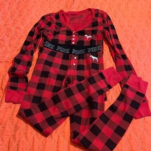 Victoria Secret Pyjama set Top and Bottom Red Plaid